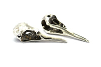 Bird Skull Charm, 2 Antique Silver Plated Brass Bird Skull Necklace Pendants, (32x11x10mm) N0492 H0443