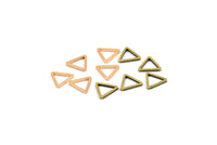 Rose Gold / Antique Brass Triangle Charm, 12 Rose Gold Plated - Antique Brass Open Triangle Ring Charms (9x0.80mm) D0249 Q0055