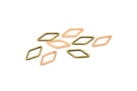 Rose Gold / Antique Brass Open Cut Diamond , 12 Rose Gold Plated - Antique Brass Diamond Connectors (9x17x1mm) D0029 Q0056