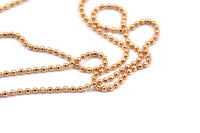 Rose Gold Chain, 1 M. (1.5mm) Rose Gold Plated Brass Faceted Ball Chain - Ch005 Z032