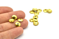 8mm Bead Caps, 500 Raw Brass Round Middle Hole Bead Caps, Connectors, Findings, Charms  (8mm) Brs 101 A0228