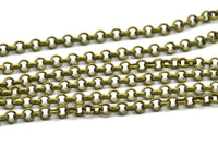Antique Bronze Chain, Antique Bronze Tone Brass Soldered Rolo Chain (3mm) 3m-5m-10m-20m-50m-90m MB 8-19 Z013