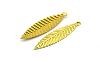 Brass Leaf Charm, 10 Raw Brass Leaf Charms,pendant,findings (35x8mm) Brs 409 A0170