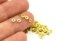 Middle Hole Connector, 500 Raw Brass Round Disc, Middle Hole Connector, Bead Caps, Findings (3mm) A0436