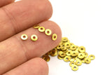 Middle Hole Connector, 500 Raw Brass Round Disc, Middle Hole Connector, Bead Caps, Findings (3mm) A0436
