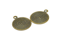 Vintage Earring Finding, 20 Antique Brass Round Spiral Charms, Pendant, Findings (16mm) Pen 135  K048