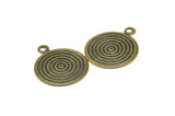 Vintage Earring Finding, 20 Antique Brass Round Spiral Charms, Pendant, Findings (16mm) Pen 135  K048