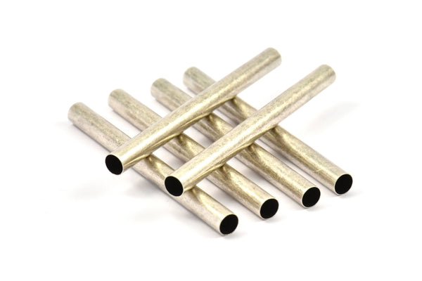 Silver Connector Bead, 12 Antique Silver Plated Brass Tubes (6x70mm) Bs 1538