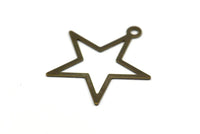 Antique Star Charm, 100 Antique Brass Star Charms, Findings (24mm) K157
