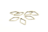 Open Cut Diamond, 25 Antique Silver Plated Brass Open Diamond Ring Charms (9x17x1mm) D029 H102
