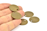 Brass Cabochon Tag, 20 Antique Brass Round Big Hole Stamping Tags, Cabochon Tags, Pendant,findings (20mm) Pen 527 K009