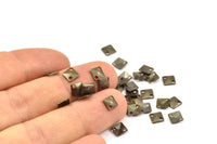 Tiny Pyramid Connector, 100 Antique Brass Square Pyramid Connectors with 2 Holes, Findings, Charms  (5mm) Pen 388   K120