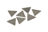 Brass Triangle Charm, 50 Antique Brass Triangle Charms with 3 Holes (12x14mm) K095