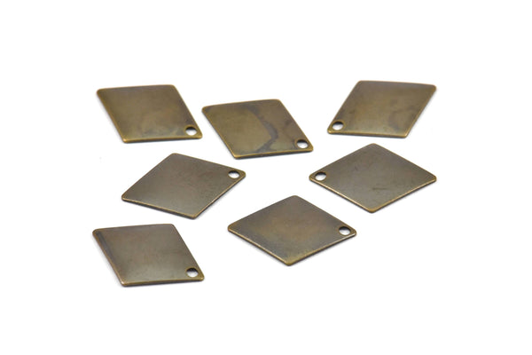 Brass Rhombus Charm, 20 Antique Brass Diamond Findings, Cambered Tags (12x17mm) K119