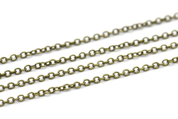 Antique Brass Chain, Antique Bronze Tone Brass Soldered Chain (2x1.5mm) 3m-5m-10m-20m-50m-90m Mb 8-29 Z145