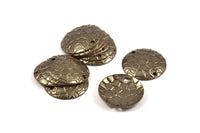 Brass Cambered Coin, 20 Antique Brass Round Carapace Cambered Coin Connectors,charms, Pendant,findings (16mm) Pen 144 K029