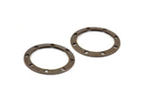 Copper Brass Connector, 50 Antique Copper Tone Brass Holes Circle, Round Connectors, Charms, Pendant, Findings (17mm) K041