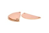 Rose Gold Moon, 2 Rose Gold Plated Brass Semi Circle Pendants with 2 Holes (32x16x0.80mm) A0845