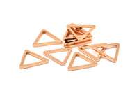 Rose Gold Triangle, 10 Rose Gold Plated Open Triangle Rings, Charms (12x1.2mm) D107