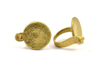 Brass Ethnic Rings - 2 Raw Brass Adjustable Geometric Ring with a Small Pad (3.30mm) N0155