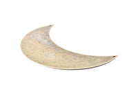 Moon Wall Art, 2 Antique Silver Plated Brass Crescent Moon Wall Hanging Decor with 2 Holes (90x35x0.60mm) H0181 H0535