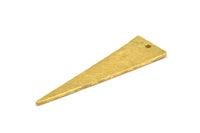 Hammered Triangle Charm, 4 Raw Brass Hammered Long Triangle Charms, Pendant, Earring Findings (14x50x1.2mm) N0200