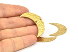 Hammered Crescent Finding, 4 Raw Brass Hammered Moons with 2 Holes (35x11x1.5mm) N0211