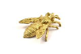 Huge Bee Pendant, 1 Raw Brass Bee Charm Pendant (41x34mm) N0350