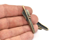 Bronze Feather Pendant , Oxidized Bronze Feather Charms, Necklace Findings (50x11mm) S564