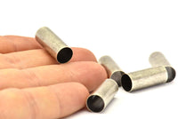 Silver Tube Beads, 12 Antique Silver Plated Brass Tubes (8x20mm) Bs 1544 H1607