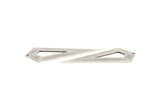 Necklace Triangle, 3 Antique Silver Plated Brass Triangle Charms with 1 holes (54x29x0.60mm) U014