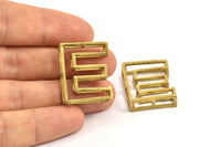 E Letter Pendants, 2 Raw Brass E Letter Alphabets, Initials, Uppercase, Letter Initial Pendant for Personalized Necklaces