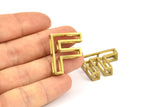 F Letter Pendants, 2 Raw Brass F Letter Alphabets, Initials, Uppercase, Letter Initial Pendant for Personalized Necklaces