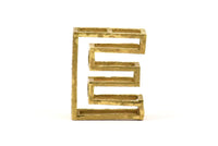 E Letter Pendants, 2 Raw Brass E Letter Alphabets, Initials, Uppercase, Letter Initial Pendant for Personalized Necklaces