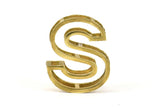 S Letter Pendants, 2 Raw Brass S Letter Alphabets, Initials, Uppercase, Letter Initial Pendant for Personalized Necklaces
