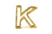 K Letter Pendants, 2 Raw Brass K Letter Alphabets, Initials, Uppercase, Letter Initial Pendant for Personalized Necklaces