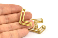 L Letter Pendants, 2 Raw Brass L Letter Alphabets, Initials, Uppercase, Letter Initial Pendant for Personalized Necklaces