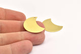 Brass Horn Charm, 10 Raw Brass Moons with 1 Hole (25x15.5x0.80mm) Moon-4-1 Hole