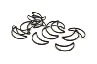 Black Moon Ring - 50 Brass Black Oxidized Crescent Moon Rings (15x8.5mm) D0150 S468
