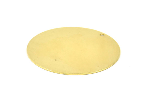 60mm Round Tag, 6 Huge Raw Brass Round Tags with 1 Hole (60x0.80mm) A0430