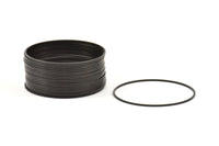Black Circle Connectors - 12 Oxidized Brass Black Circle Connectors (45x1x1mm) Bs 1084 S861