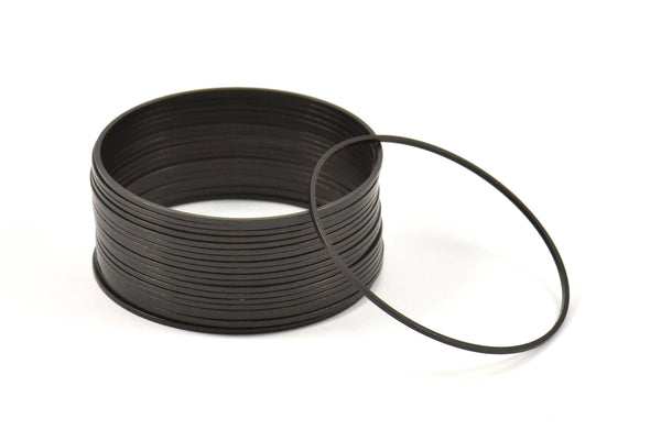 Black Circle Connectors - 10 Oxidized Brass Black Circle Connectors (50x1.7x0.8mm) E060 S928