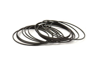 Black Circle Connectors - 12 Oxidized Brass Black Circle Connectors (45x1x1mm) Bs 1084 S861