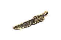 Bronze Feather Pendant , Oxidized Bronze Feather Charms, Necklace Findings (63x17mm) S571