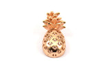 Rose Gold Pineapple Pendant - 3 Rose Gold Plated Brass Pineapple Pendants (20x9x4.3mm) N255