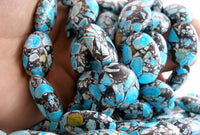 Blue Mosaic Magnesite Turquoise 25mm Oval Gemstone Beads  Half Strand G508 T013