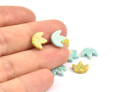 Tiny Opal Lotus, Lotus Charm, 1 PC Flower Beads, Charms, (10x9mm)  F018