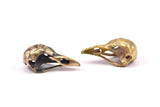 Tiny Bird Skull,  2 PCS Solid Bronze and Oxidized Bronze Bird Skull Pendant (25x12x11mm) N343