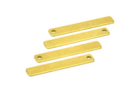 Tiny Necklace Bar, 24 Raw Brass Rectangle Stamping Blanks with 1 Hole, Earring Finding (30x5x0.80mm) U029