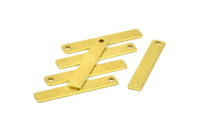Tiny Necklace Bar, 24 Raw Brass Rectangle Stamping Blanks with 1 Hole, Earring Finding (30x5x0.80mm) U029